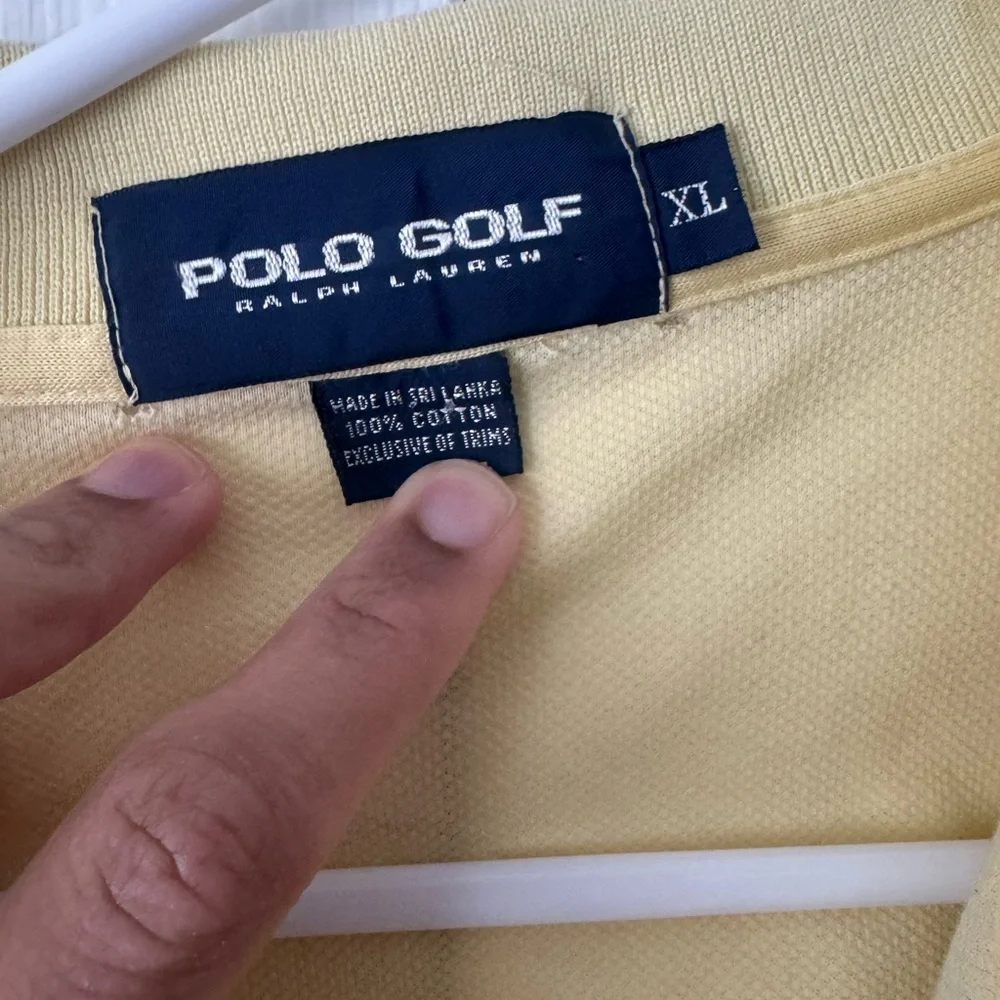 Polo Golf Ralph Lauren Butter Yellow & Navy Polo Shirt XL Quiet Luxury Vintage